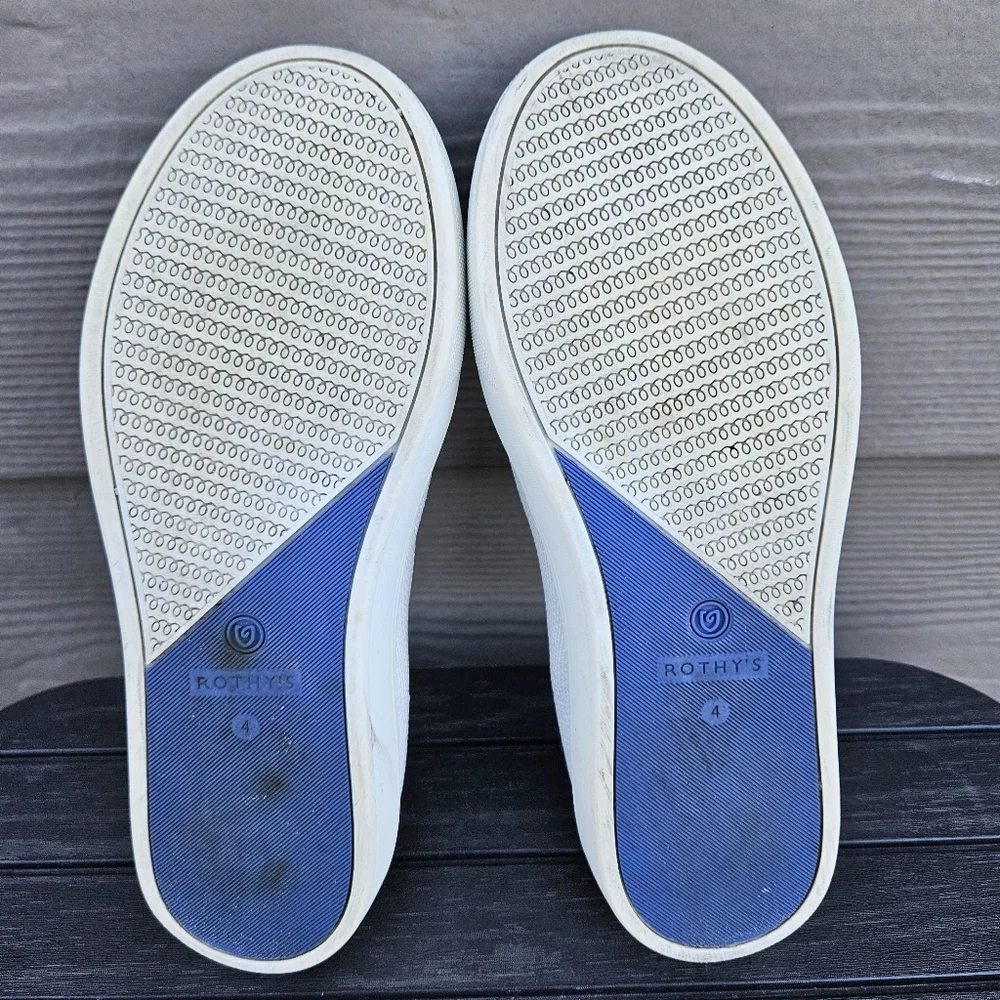 Rothys The Kid Rainbow White Sneaker Slip On Shoes Youth Girls Size 4